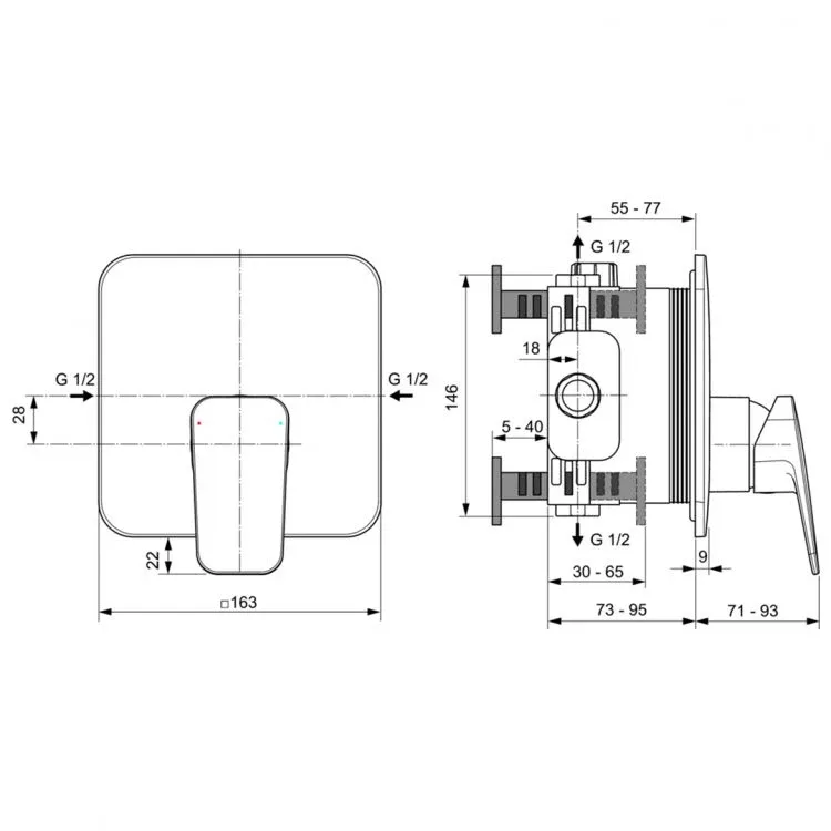 Смеситель Ideal Standard Ceraplan BD254AA для душа скрытый монтаж хром