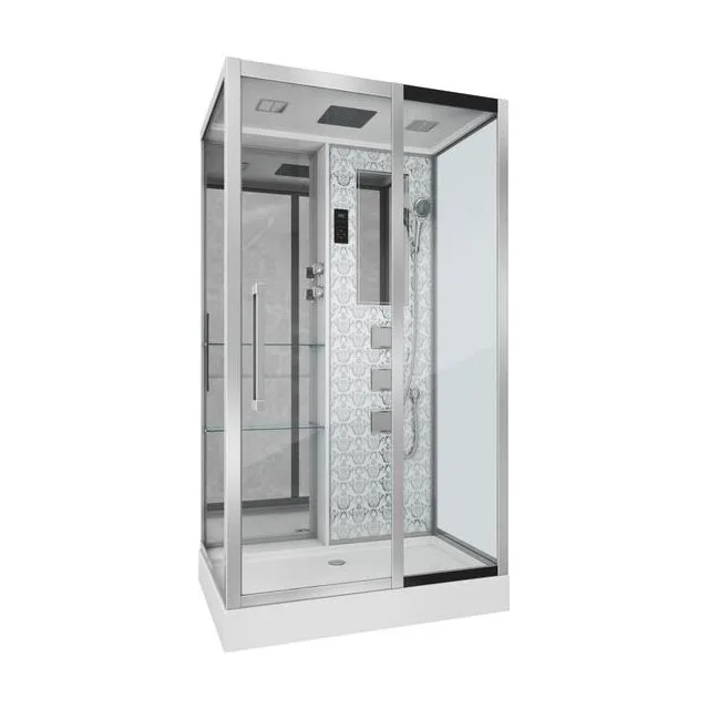 Душевая кабина Niagara Luxe NG-7713WR (82x120х215) низкий поддон(15см),дверь раздвижная,стенки серебро