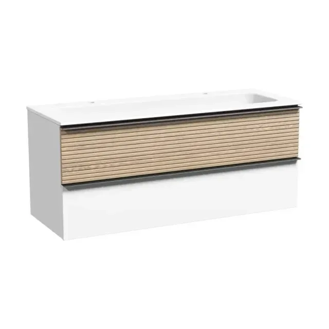 Тумба под раковину Sancos Дельта (Delta) 120 см DL120W настенная универсальная 2 ящика
