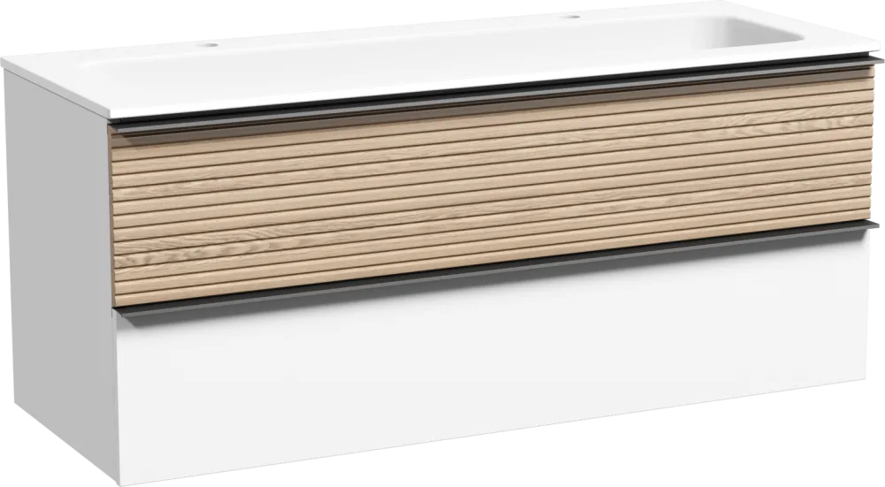 Тумба под раковину Sancos Дельта (Delta) 120 см DL120W настенная универсальная 2 ящика