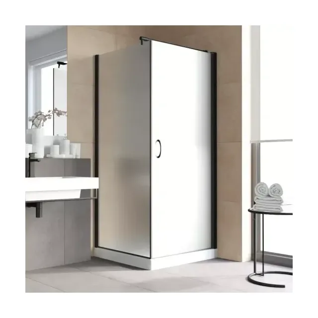 Душевой уголок EP-Fis LUX 80*90 02М 10 R, профиль черный матовый, стекло сатин