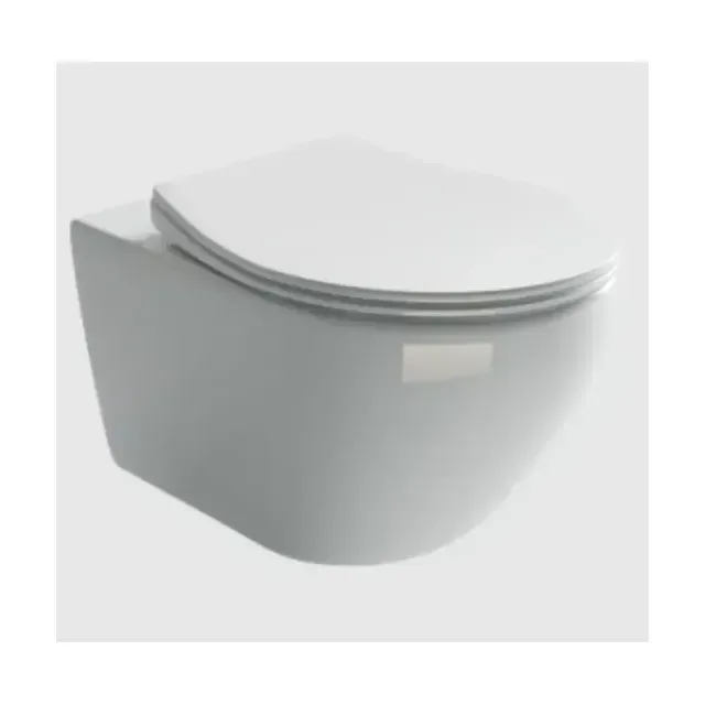 Подвесной унитаз Ceramicanova Pearl 38*53 безободковый с крышкой-сиденьем микролифт Slim