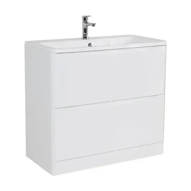 Тумба с раковиной BelBagno Аква (Acqua) 80 белый глянец напольная (с белой раковиной)