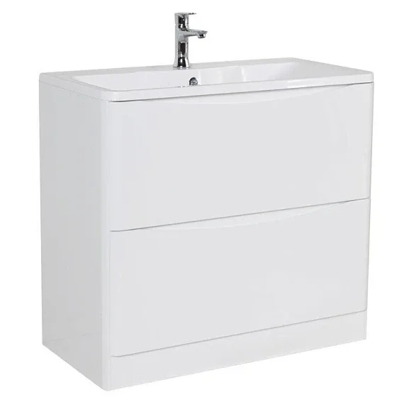Тумба с раковиной BelBagno Аква (Acqua) 80 белый глянец напольная (с белой раковиной)