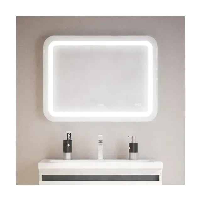 Зеркало Corozo Сиена 80 с Led-подсветкой, часами и функцией антизапотевания