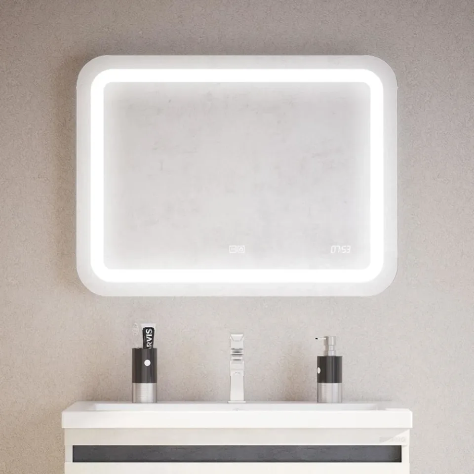 Зеркало Corozo Сиена 80 с Led-подсветкой, часами и функцией антизапотевания