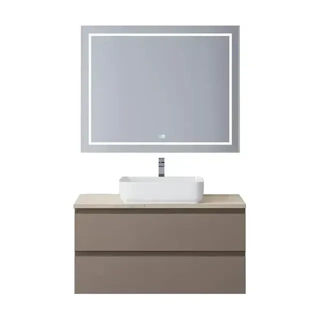 Комплект мебели BelBagno Крафт (Kraft) 100 бежевый матовый со столешницей кремовый матовый мрамор