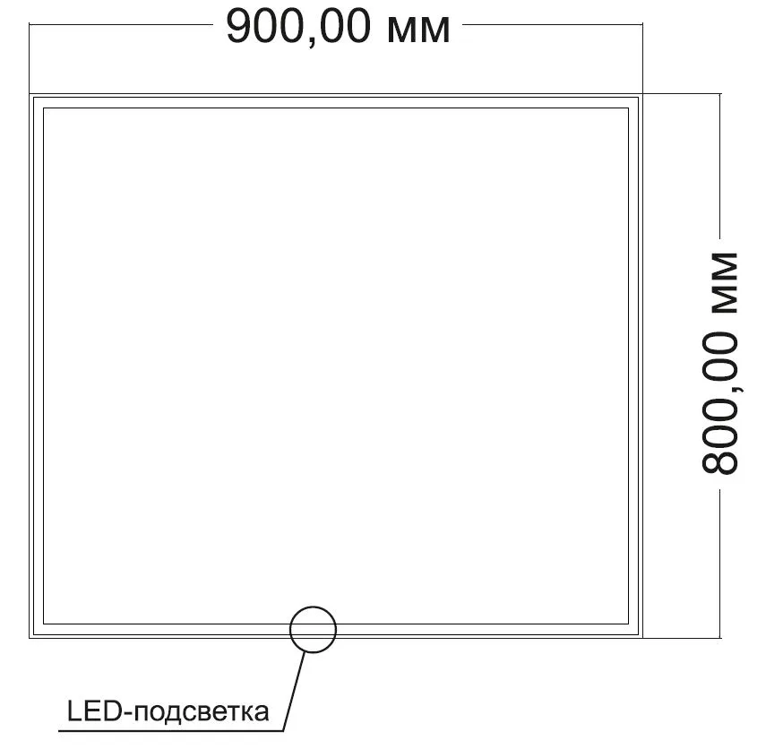 Зеркало с подсветкой VLM-3VN9008-2 900х800 c сенсорным выключателем и диммером, антизапотевание