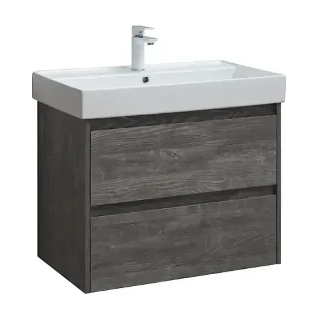 Тумба с раковиной Aquanet Nova Lite 75 дуб серый (2 ящика) (раковина Латина 75)