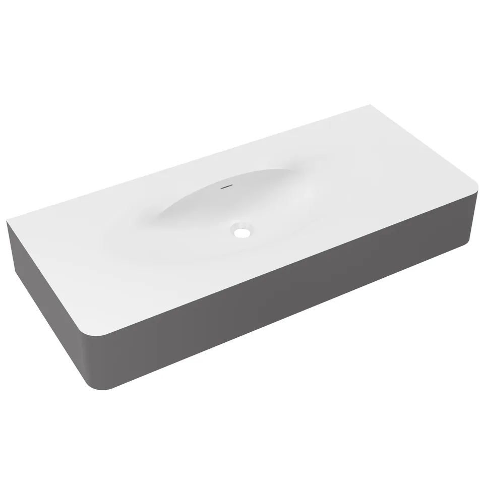 Раковина из искусственного камня Vincea Каприз (Caprise) 120 см VCB-4CA120MWG подвесная цвет белый матовый/серый матовый