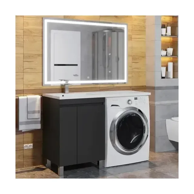 Комплект мебели Uperwood Magenta 120 под стиральную машину напольный, черный, с дверцами L