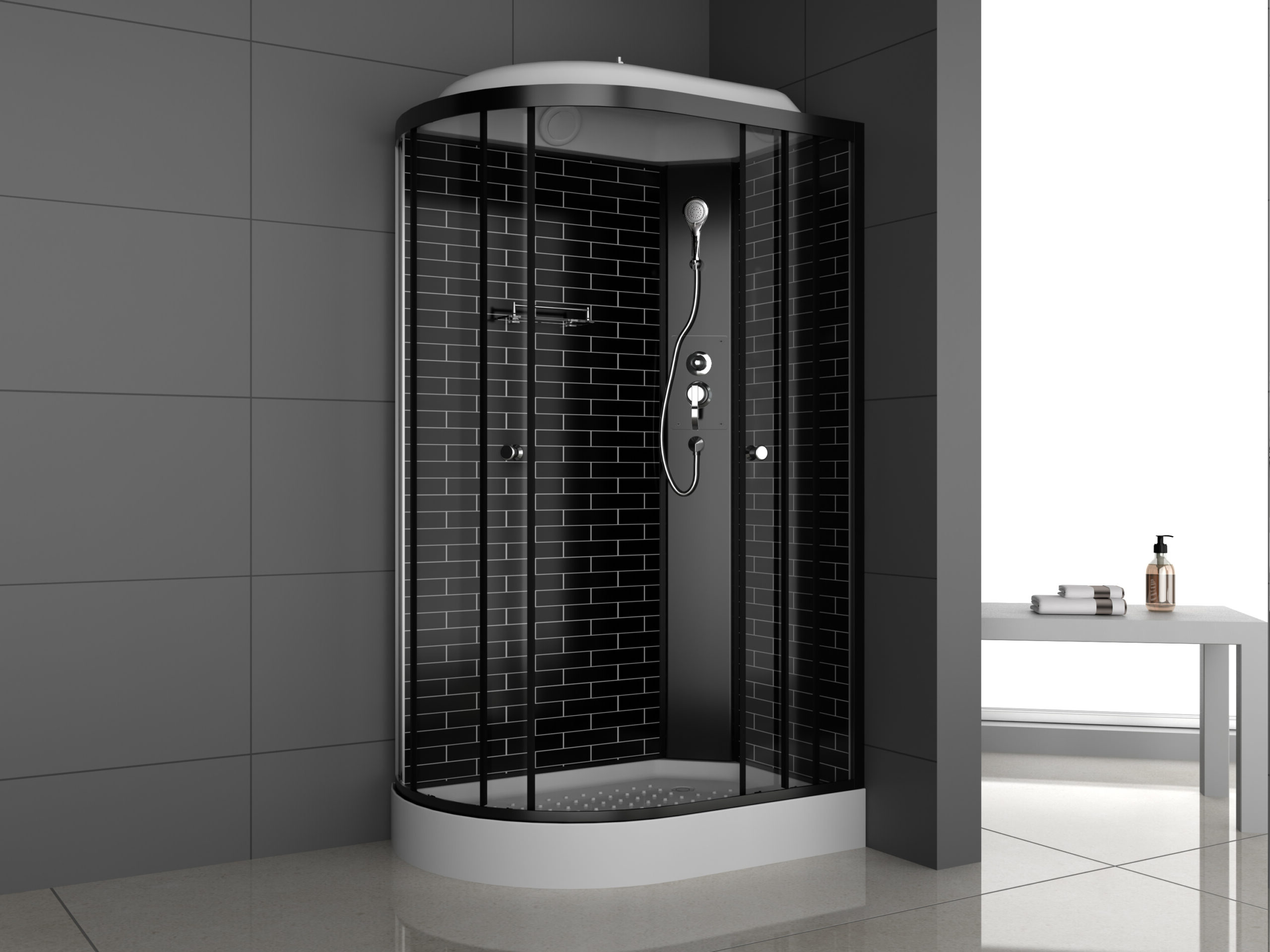 Душевая кабина ODA-5007 L/R черный кирпич 120 x 80 x 215, исполнение R (R)