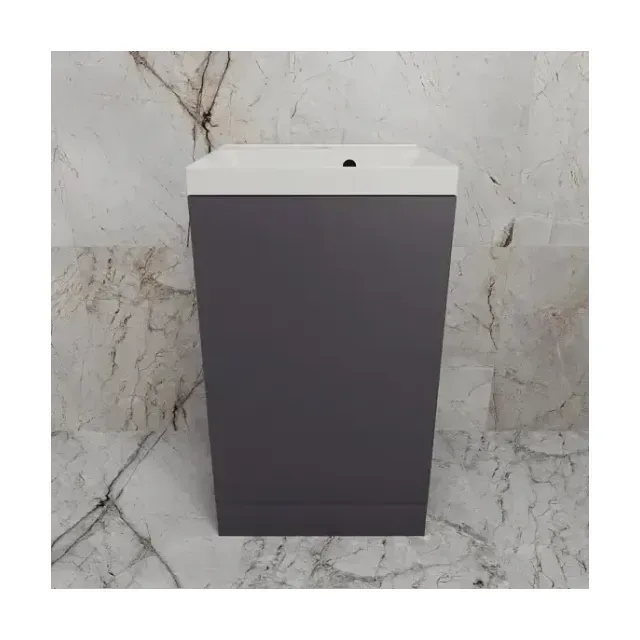 Тумба с раковиной Style Line Моно 50 L/R графит нубук (раковина Asti 50*45 жасмин)