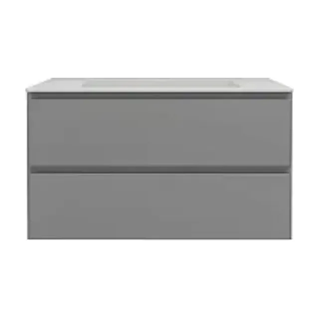Тумба с раковиной Vincea Люка Софт-Тач (Luka Soft-Touch) 80 серая матовая (раковина белая)