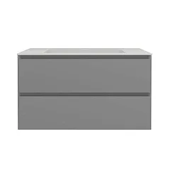 Тумба с раковиной Vincea Люка Софт-Тач (Luka Soft-Touch) 80 серая матовая (раковина белая)