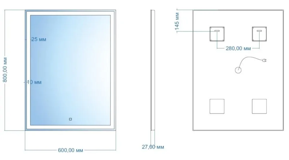 Зеркало Silver Mirrors Рига 60*80 с Led-подсветкой сенсорный выключатель