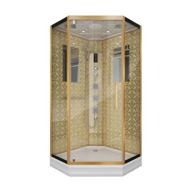 Душевая кабина Niagara Luxe NG-7717G (100x100х215) низкий поддон(15см),дверь распашная,стенки золото