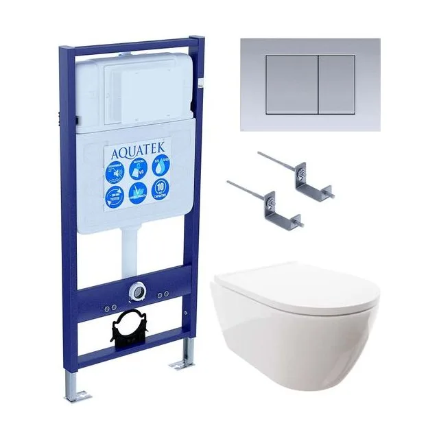 SET AQUATEK ПОЛАРИС (рама AQUATEK Standard INS-0000012+унитаз ПОЛАРИС AQ0700-00 с тонким сиденьем soft-close+ крепеж KKI-0000002 +панель KDI-0000011)