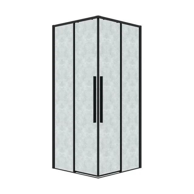 Душевое ограждение Grossman Galaxy 300.K33.01.1010.21.02 (100х100х195) квадрат,раздвижная,черный матовый,стекло шиншилла