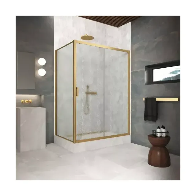 Душевой уголок ZP+ZPV Protec 115*95 03 02, профиль золото матовое, стекло шиншилла