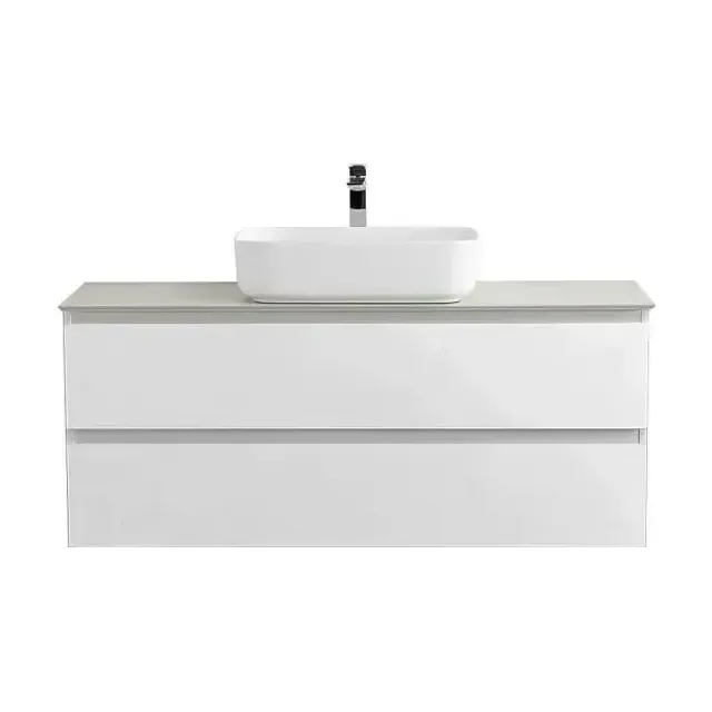 Тумба с раковиной BelBagno Крафт (Kraft) 120 с двумя ящиками белый матовый (столешница цемент)