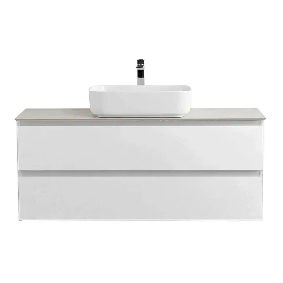 Тумба с раковиной BelBagno Крафт (Kraft) 120 с двумя ящиками белый матовый (столешница цемент)