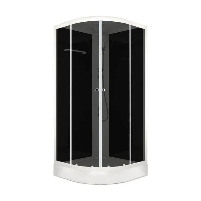 Душевая кабина Domani-Spa Delight Slim 110 (100х100 см) — черные стенки, тонированные стекла, белый профиль