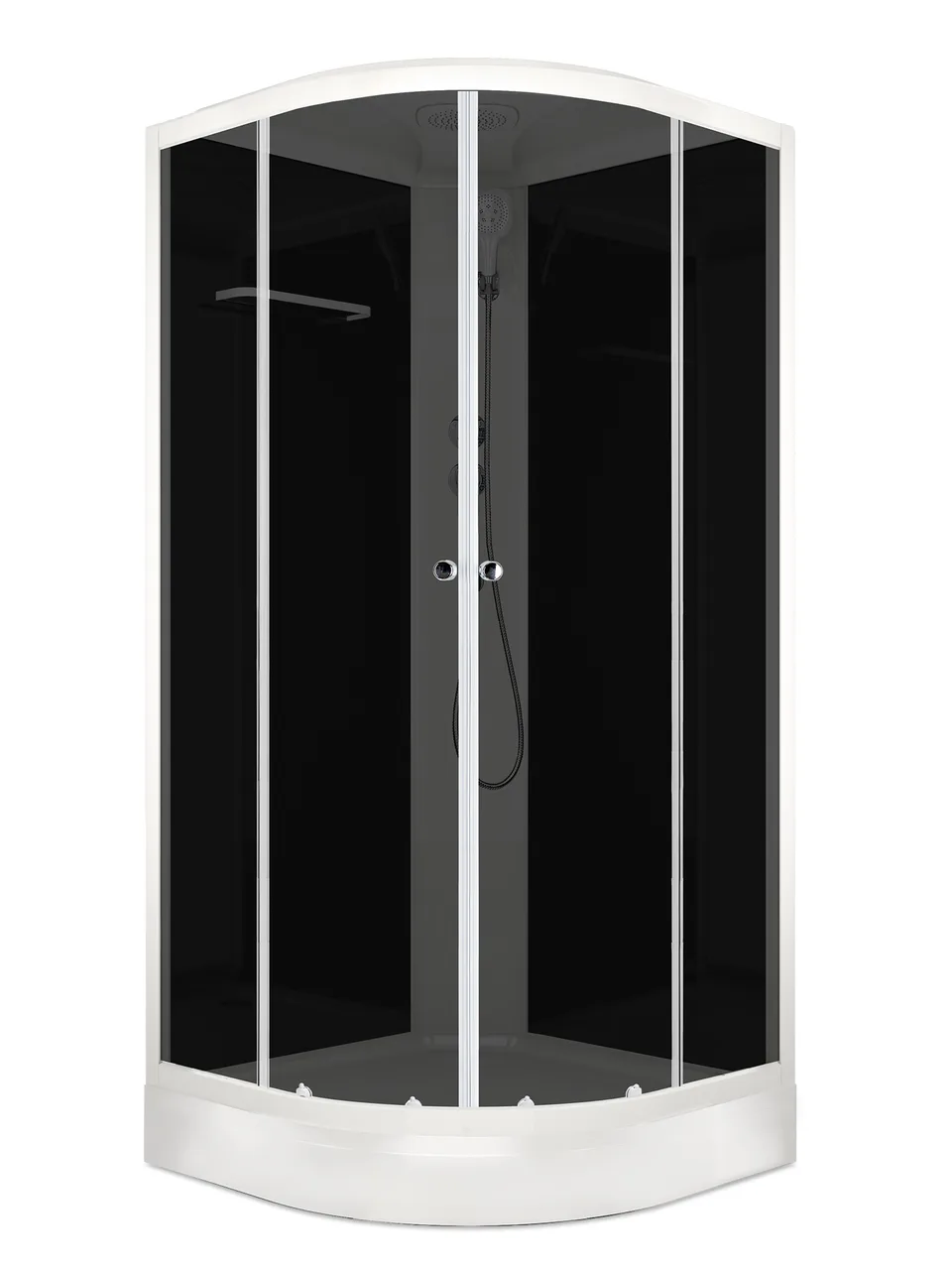 Душевая кабина Domani-Spa Delight Slim 110 (100х100 см) — черные стенки, тонированные стекла, белый профиль