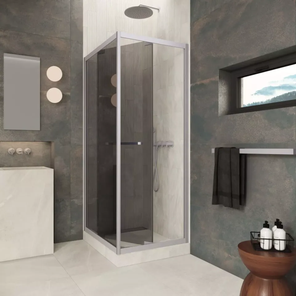 Душевой уголок Z+ZPV Inside 70*90 07 07 профиль матовый хром стекло графит