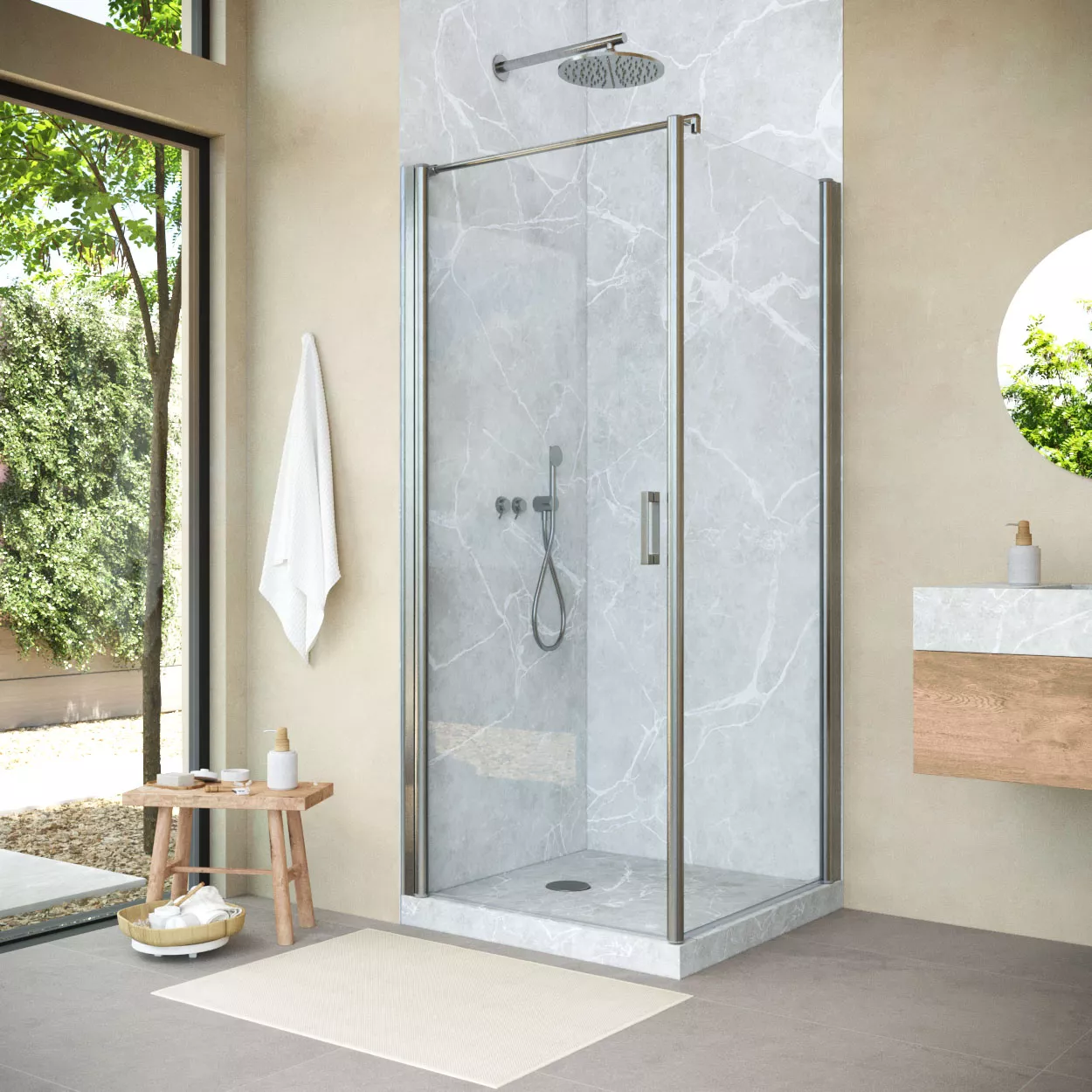Душевой уголок EP-Fis NOVO h2000 80*120 04 01 L профиль никель стекло прозрачное