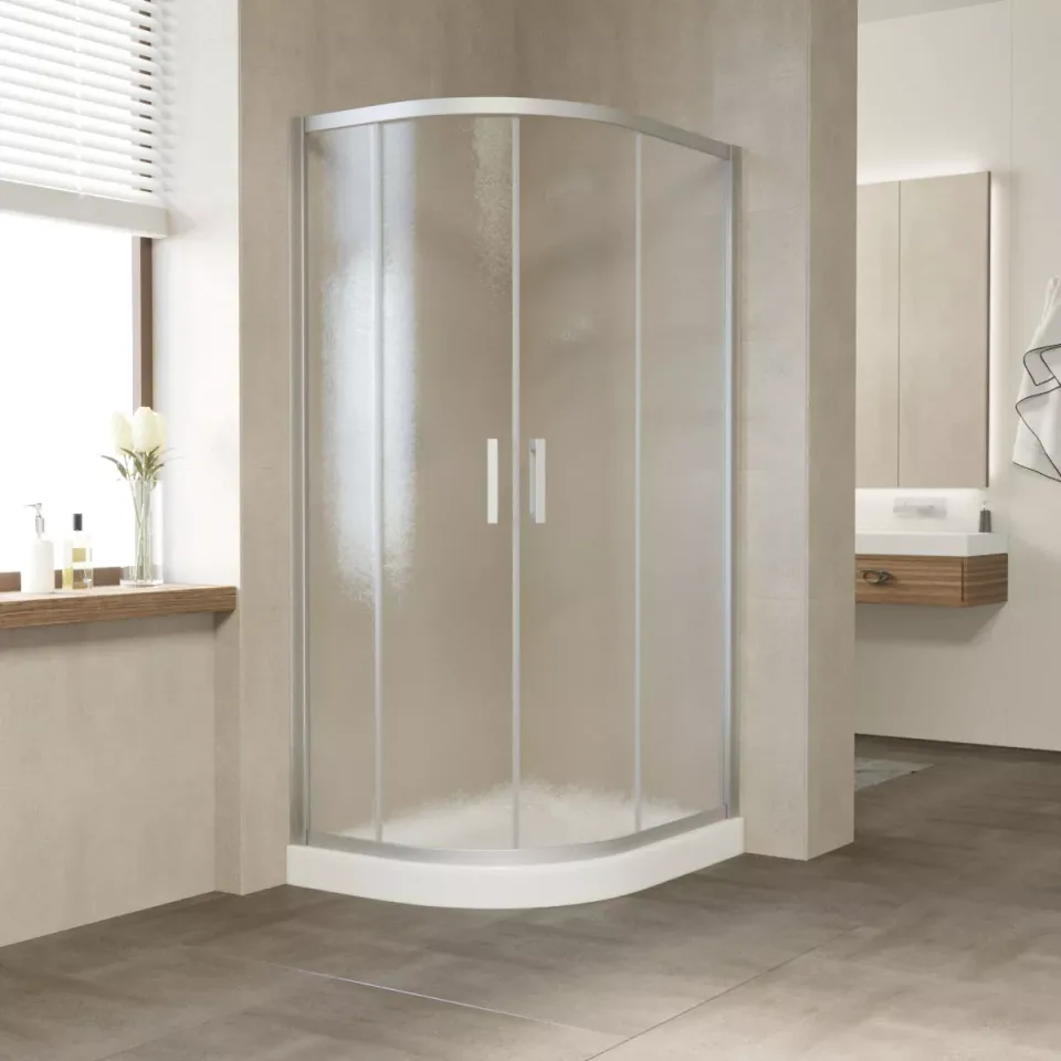 Душевой уголок ZS-F NOVO h2000 110*100 07 02, профиль матовый хром, стекло шиншилла