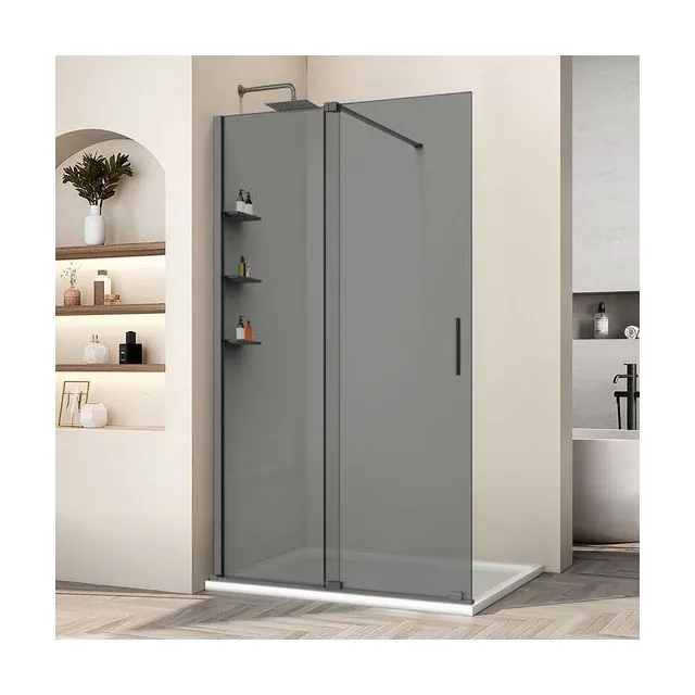 Душевая перегородка Vincea Волк-Ин (Walk-In) VSW-1WSL120CGGM 120х200 стекло тонированное 8 мм профиль вороненая сталь