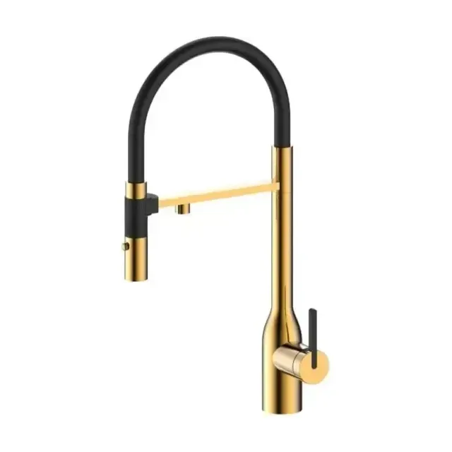 Смеситель Paulmark Magneto One Ma213188-BG для кухни с функцией подключения фильтра и гибким изливом брашированное золото