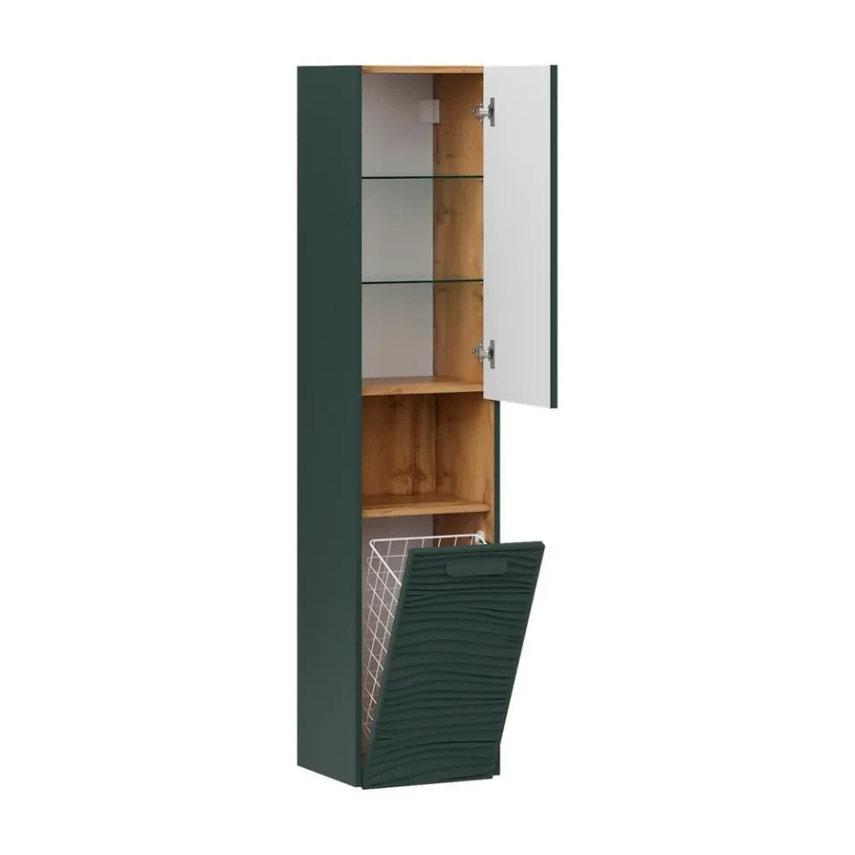 Пенал Equil Глеам/Gleam 36 L/R подвесной, с бельевой корзиной, зеленый камень, дуб вотан