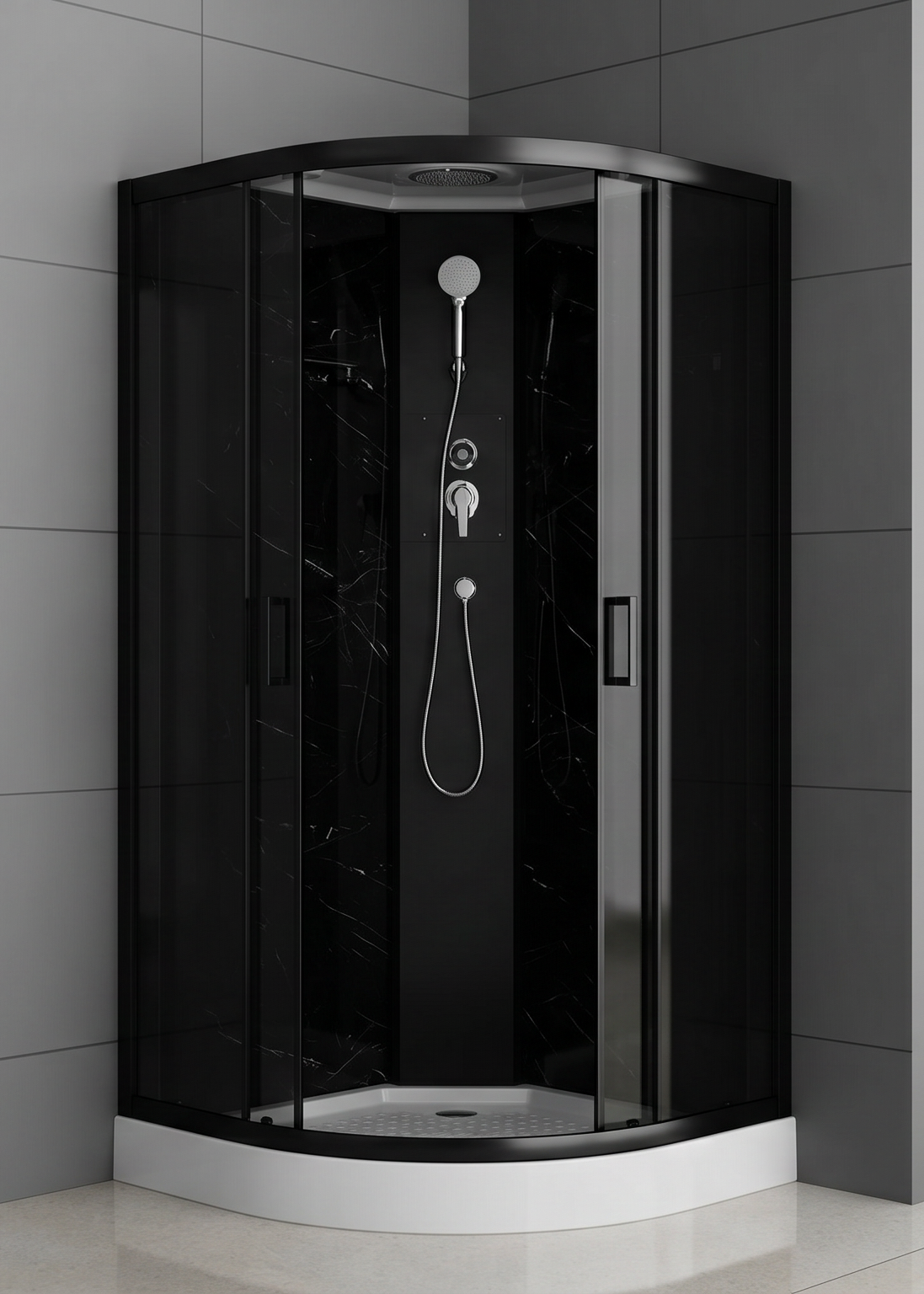 Душевая кабина ODA-7020 черный мрамор 90 x 90 x 210