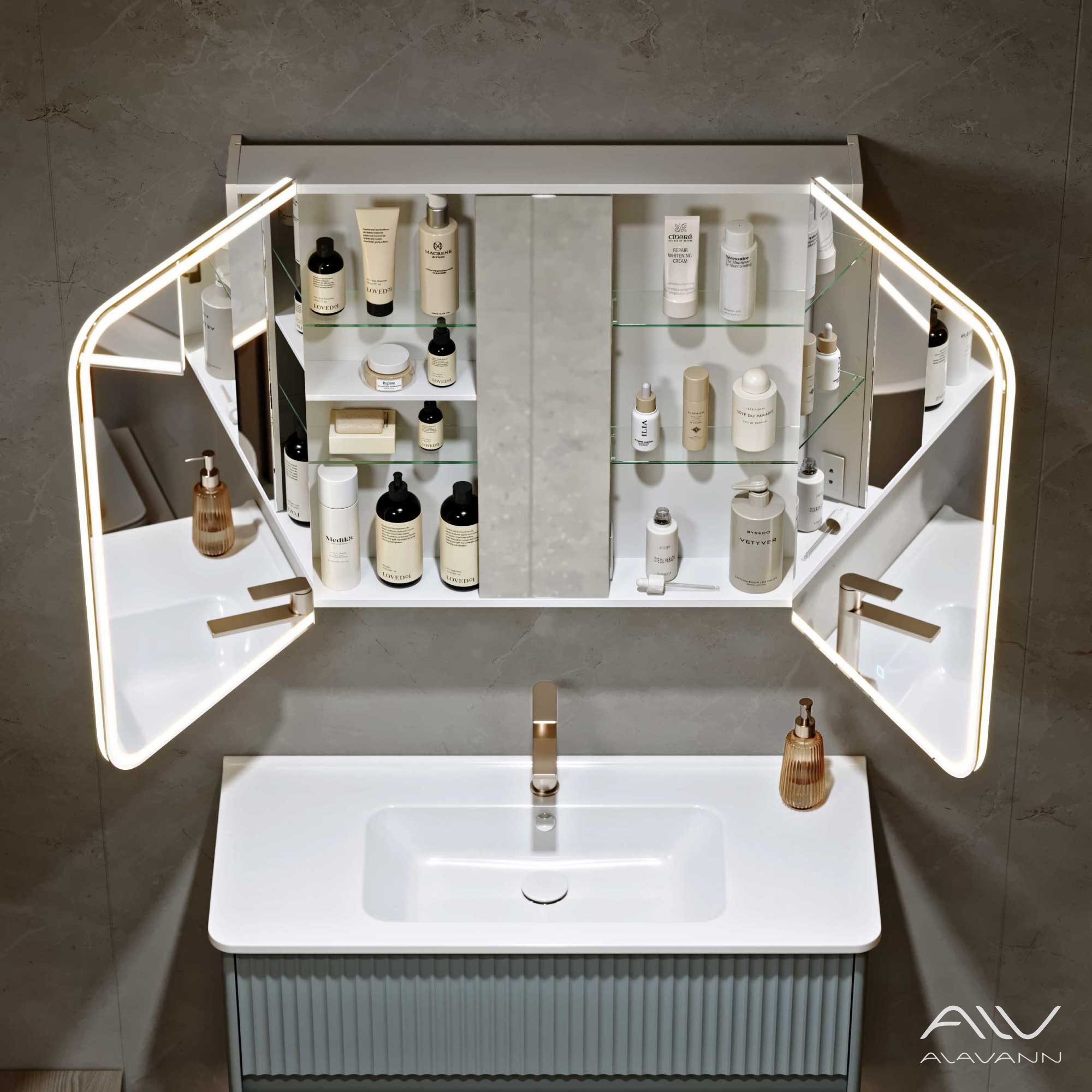 Зеркальный шкаф-трюмо Cosmetic Light 100 с подсветкой Alavann ALV1175001