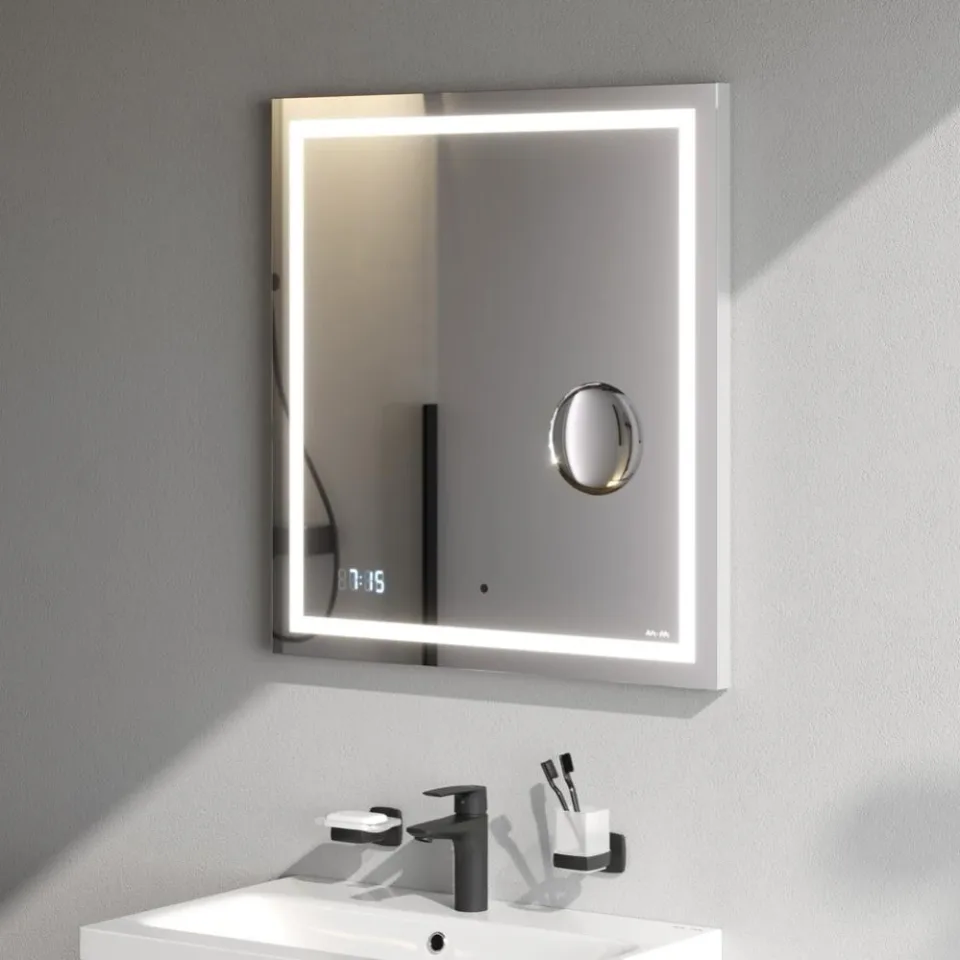 Зеркало AM.PM Gem 65 с Led подсветкой, часами и косметическим зеркалом