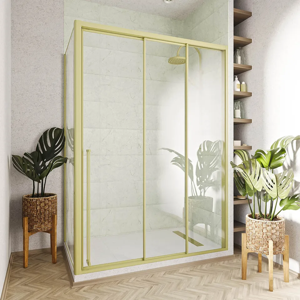 Боковая панель Veconi Premium Prato SP G, 900x2000, золото брашированный, стекло прозрачное
