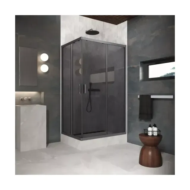 Душевой уголок ZA-F Protec 90*70 06 07, профиль GunMetal, стекло графит