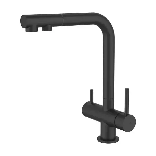 Смеситель Iddis Умбра (Umbra) UMBBLPFi05 для кухни с выдвижным изливом и функцией подключения фильтра черный матовый