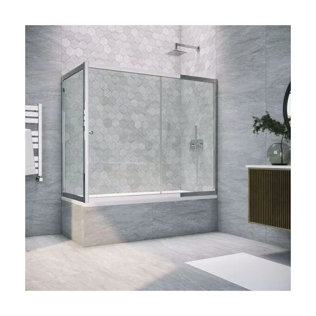 Шторка на ванную ZV+ZVF TUR NOVO 180*90 08 01, профиль глянцевый хром, стекло прозрачное