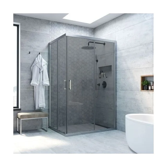 Душевой уголок ZA-F NOVO h2000 95*70 07 07, профиль матовый хром, стекло графит