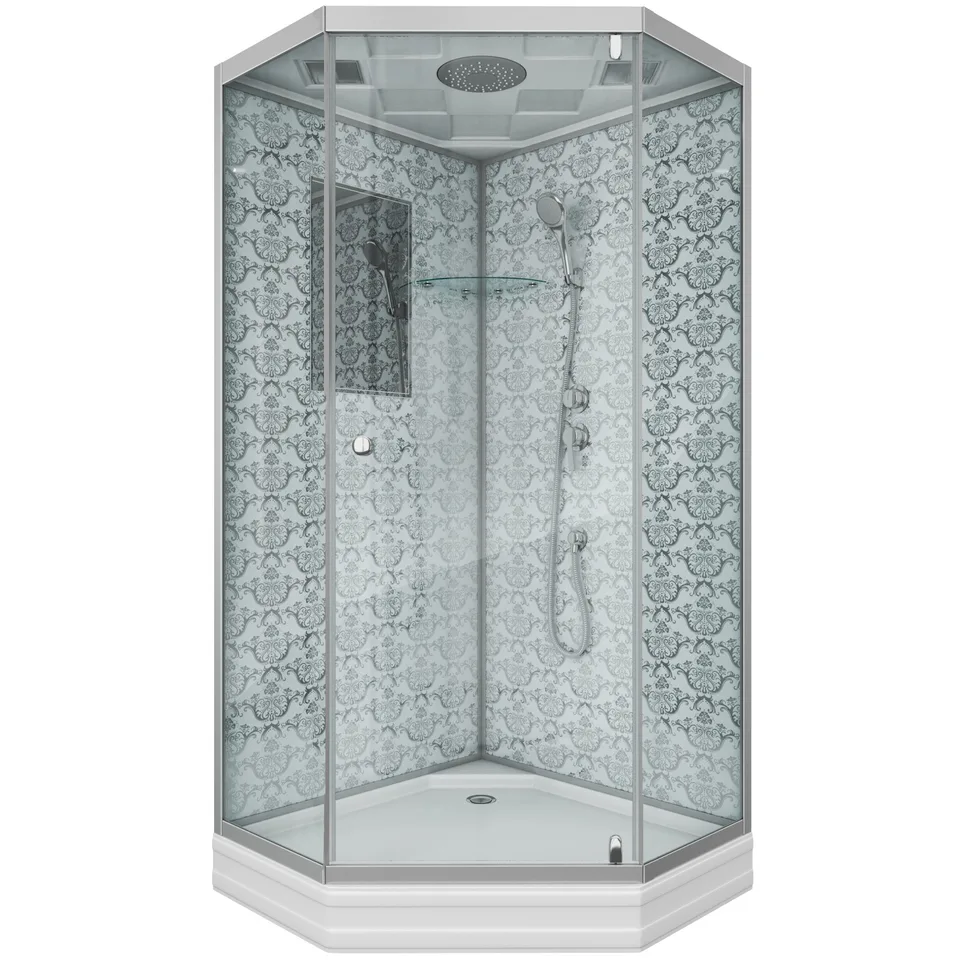 Душевая кабина Niagara Luxe NG-7701DW (90x90х210) низкий поддон(15см),дверь распашная,стенки серебро,3 места