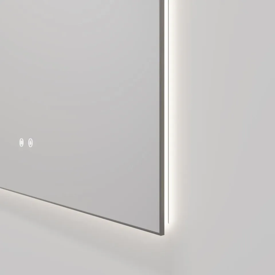 Зеркало Vincea VLM-4F800GM-2 80*80 с ЛЕД-подсветкой и функцией антизапотевания вороненая сталь