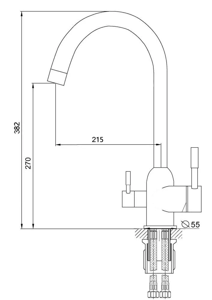 Смеситель Rusant RK3931618-0L для кухни с функцией подключения фильтра хром