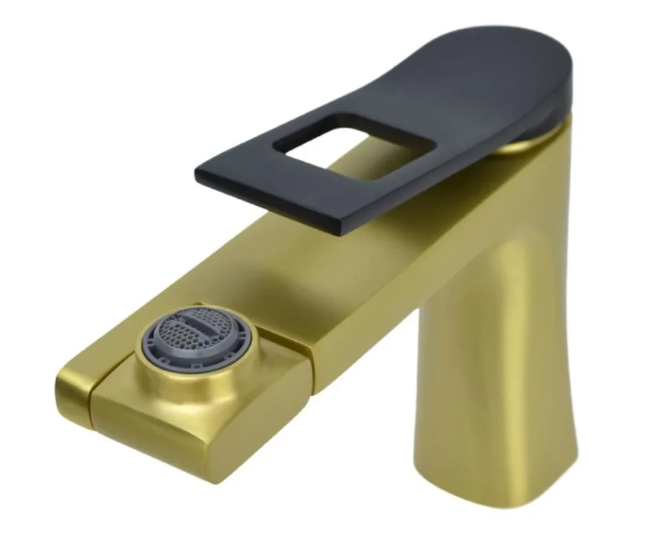 Смеситель Bronze DE Luxe Element EL02XGB для раковины матовое золото/черный