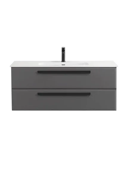 Тумба с раковиной Cezares Эко-Кер-Н (Eco-Cer-N) 120 темно-серая матовая (раковина CZR-8095-120, ручки черные)