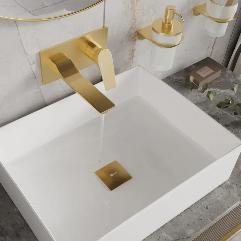 Смеситель WasserKRAFT Aisch 5530 для раковины скрытый монтаж PVD-покрытие, матовое золото