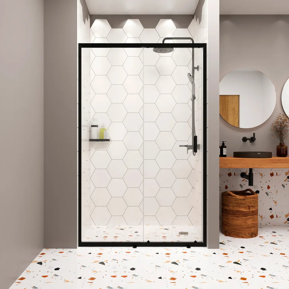 Душевая дверь в нишу Domani-Spa DoorCube 120, 120×190 см, прозрачное стекло, графитовый профиль, без поддона