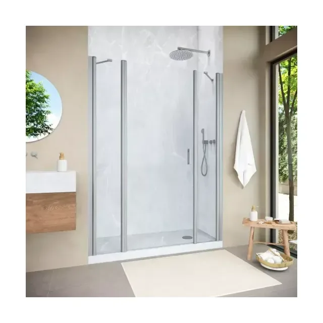 Дверь в душевой проем EP-2F NOVO h2000 150 07 01 L, профиль матовый хром, стекло прозрачное